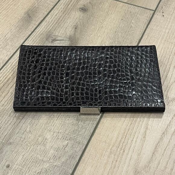 BANANA REPUBLIC Leather Brown Embossed Clutch Handbag - Picture 1 of 7